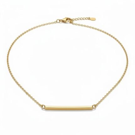 Quantivaa 18k Gold Plated Bar Necklace | Dainty Minimalist Layering Jewelry